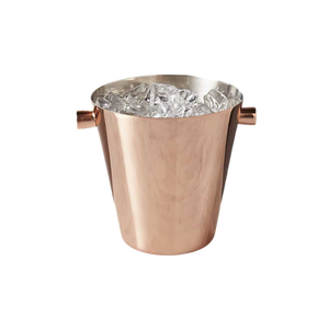 Cubo de Hielo Redondo de Acero Inoxidable con Asas de Cobre, Resistente al Óxido, Enfriador de Bebidas para Fiestas, Diseño Clásico, Enfriador de Botellas de Vino - Product Image 1