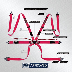 Harnais de course automobile 6 points OEM ODM personnalisé 2" FIA 8853-2016 avec bande élastique brevetée de Taïwan et boucle à dégagement rapide à came - Product Image 1