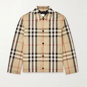 Chaqueta Casual Estilo Vintage con Patrón a Cuadros, Cierre de Botones a Presión, Tela de Nailon Ligera, Estilo Urbano - Product Image 1