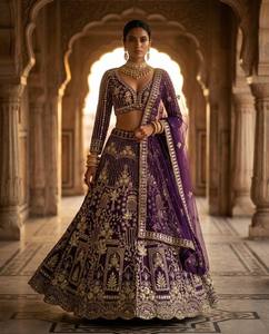 Designer Moderne Velours Saree All-Over Séquence Travail Lehenga Floral Soie pour les Femmes Achats en Ligne Surat India pour les Mariages - Product Image 1