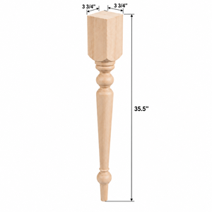 Solid wood table leg Solid Wood Furniture Leg 35.5 In Traditional Square Table Base Home Office Use Easy Installation - Product Image 2