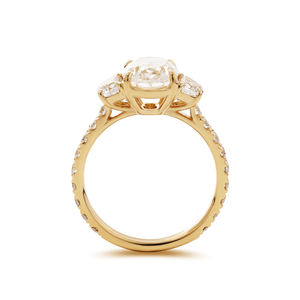 Elegant Bridal Oval Cut Lab Grown Diamond IGI Certified Solid Yellow Gold <b>Ring</b> for Women Luxury Three Stone Half-<b>Moon</b> Side <b>ring</b> - Product Image 3