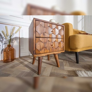 Vandana Modern Eco-Friendly Wood <b>Bedside</b> <b>Table</b> MYSTIC LIVING 60cm <b>Brown</b> Sheesham Stone Finish for Bedroom and Home Office - Product Image 3