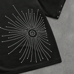 เสื้อยืดไรน์สโตนสำหรับผู้ชายเสื้อยืดลำลองผ้าคอตตอนถักลายว่างเปล่าสำหรับผู้ชาย - Product Image 5