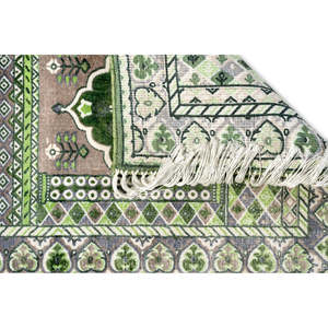Alfombra Persa Verde Anudada a Mano, de Lana y Seda, para Oración Islámica, Tapete de Namaz para Mezquita, de Pelo Corto, Floral, Hecha a Mano, para Hogar y Viajes - Product Image 2