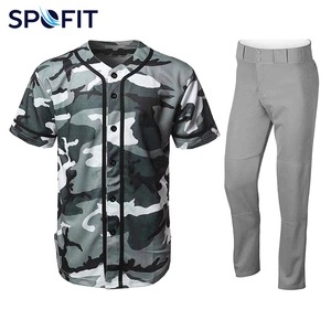 Nuevo Conjunto de Uniforme de Béisbol Talla Grande con Estampado de Camuflaje, Manga Corta, 100% Poliéster, Absorbe la Humedad, Anti-UV, Cierre de Botones - Product Image 1
