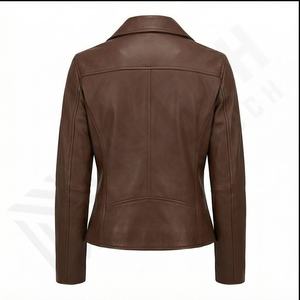 Nouveau Style Plus La Taille Pas Cher En Gros Femmes En Cuir Véritable Zip Moto Régulier Respirant Tricoté Personnalisable Ajusté Biker - Product Image 3