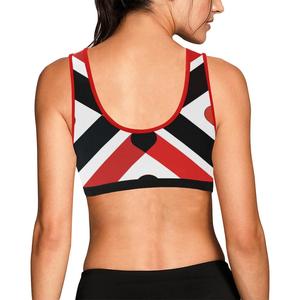 Women's Geometric Print <b>Racerback</b> Sports <b>Bra</b> Medium Support Breathable Tennis Activewear Top Contrast Binding Scoop Neck - Product Image 2