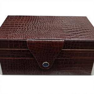 Luxueux moderne élégant hommes en cuir véritable rouleau boîte montre affichage mallette de rangement marron organisateur avec boîte de protection - Product Image 1