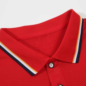 Chemise de golf à manches courtes pour homme, rouge, logo imprimé par transfert thermique sur le devant, tissu jersey décontracté, respirant, polyester/coton 180g, boutons - Product Image 5