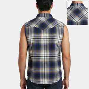 เสื้อเชิ้ตผู้ชายสไตล์ใหม่ ผ้าแฟลนเนลลายสก็อตถักแบบสั่งทำพิเศษ ระบายอากาศได้ดี เหมาะสำหรับฤดูร้อน ทรงหลวม ไซส์ใหญ่ แบบไม่มีแขน ผลิตตามแบบ ODM ผ้าฝ้าย - Product Image 2