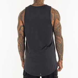 Camiseta sin mangas negra para hombre, cuello redondo, de secado rápido, tejida, informal, para hacer ejercicio - Product Image 2