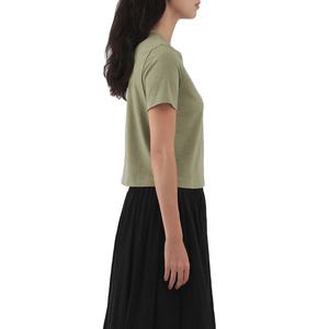 เสื้อยืดแขนสั้นสีพื้นผ้าฝ้าย 100% สำหรับผู้หญิง เสื้อยืดผ้าฝ้ายออร์แกนิค ราคาโรงงานโดยตรง MOQ ต่ำ รับผลิตแบบ OEM - Product Image 4