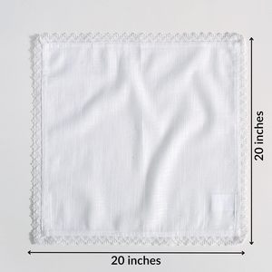 Serviette en tissu carrée blanche avec bordure en dentelle, réutilisable, écologique, durable, 20x20 pouces, pour la maison, les mariages, les restaurants - Product Image 5