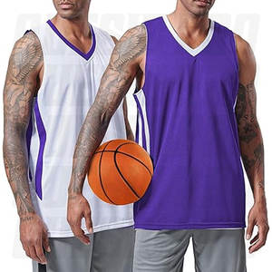 Maillots de basket-ball pour hommes en gros, séchage rapide, vêtements de sport imprimés d'été, réversibles, 2 couches de couleurs, vêtements de sport de basket-ball - Product Image 1