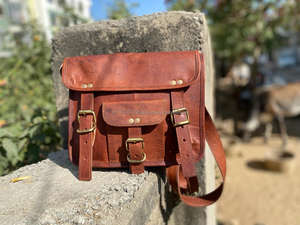 Bolso de mano de cuero de cabra hecho a mano, bandolera elegante de 9x11 pulgadas, bolso de cuero marrón - Product Image 4