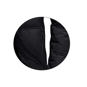 Veste matelassée décontractée pour homme, couleur unie, fermeture éclair, poche avant, design noir, capuche brodée, en polaire - Product Image 2