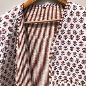 Chaqueta Acolchada de Algodón 100% con Diseño de Rayas en Patchwork, Unisex, Hecha a Mano, Cosida a Mano, Ecológica, Transpirable, de Secado Rápido, para Todas las Temporadas - Product Image 1