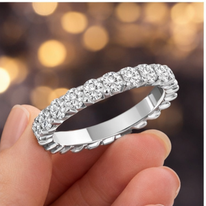 Anillo de Boda Unisex Clásico SHRAMAN DIAMOND Personalizado en Oro Blanco Sólido de 10K con Engaste Pavé de Diamantes Naturales y Baño de Rodio de Lujo - Product Image 5