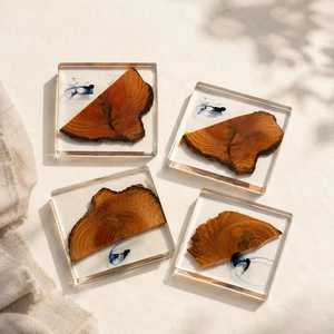 Luxury Handcrafted Acacia Wood & Epoxy Resin <b>Coaster</b> Set – Premium <b>Drink</b> <b>Coasters</b> for Coffee, Tea, Wine, Beer & Cocktails - Product Image 3