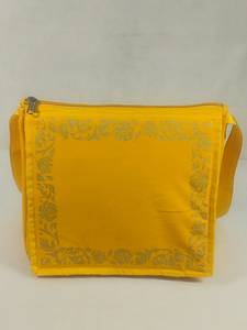 Canvas <b>Women's</b> <b>Shoulder</b> Messenger <b>Bag</b> Gold Floral Decorative Border Print Zipper Closure Adjustable <b>Shoulder</b> Strap Elegant - Product Image 1
