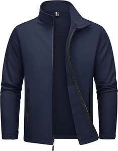<b>Fleece</b> <b>Lined</b> Softshell <b>Jacket</b> Polyester Spandex Stretch Full Zip Stand Collar Elastic Cuff Outdoor Casual Workwear Outerwear - Product Image 3