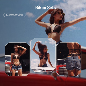 Best Selling Women's Bikini Sets <b>Backless</b> Neckline Tie Side Bottom Stretch 2 Piece Beachwear Sublimation Bikini Sets - Product Image 5