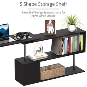 Scrivania da Gaming Moderna a L Nera per PC, Tavolo Regolabile in Altezza con Libreria, Materiale Plastico Resistente - Product Image 5