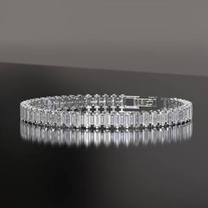 Bracelet tennis personnalisé en diamant de laboratoire taille baguette, bijoux fins en or pour femme, accessoire de luxe élégant pour le poignet - Product Image 3