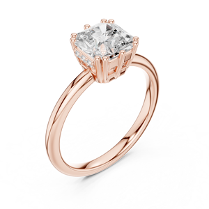 Bague en or rose avec diamant de laboratoire taille radiant, sertie à griffes, élégante bague de fiançailles solitaire pour femme - Product Image 4