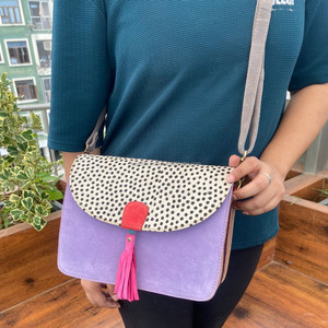 กระเป๋าสะพายพาดลำตัวหนังนิ่มสีสดใสพิมพ์ลายสัตว์ทำมือสำหรับผู้หญิงกระเป๋าถือหนังรีไซเคิลแบบยั่งยืน - Product Image 4