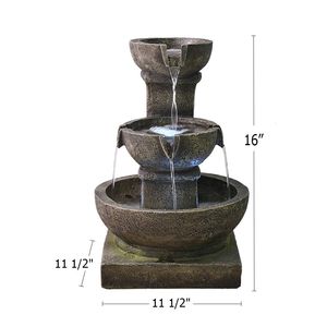 Fontaine cascade moderne incurvée d'intérieur et d'extérieur de 16 pouces avec lumière LED pour une utilisation en extérieur - Product Image 2