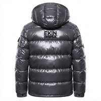 Veste d'hiver pour homme sur mesure OEM ODM, couleur gris canon brillant, imperméable, à capuche, rembourrée de duvet, parka, fournisseur en gros