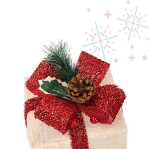Set di Scatole Regalo Natalizie con Cornice in Plastica e Luce LED60 Bianca Calda per Decorazioni in Tessuto a Forma di Cipolla - Product Image 3