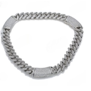 20MM 19" Sterling <b>Silver</b> Gold Plated Cuban Link Chain <b>Necklaces</b> Two Tone VVS Moissanite GRA Certified Factory Wholesale Hip Hop - Product Image 1