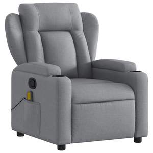 Fauteuil inclinable gris clair 100% polyester avec fonction massage en contreplaqué métallique - Product Image 3