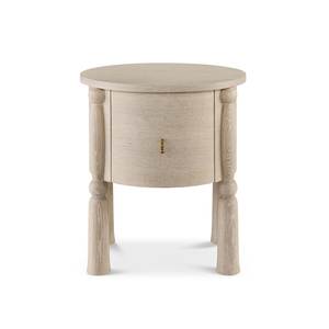 Elegant Cylindrical Teak Wood Bedside <b>Table</b> Vintage Turned Legs Small <b>End</b> Chest - Product Image 1