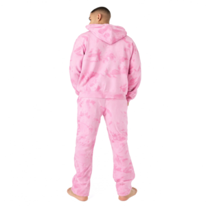 Pink <b>Tie</b> <b>Dye</b> Hooded Tracksuit <b>Set</b> Full Length Zipper Front Casual Sweatpants with Side Pockets Breathable Polyester Spring Wear - Product Image 2