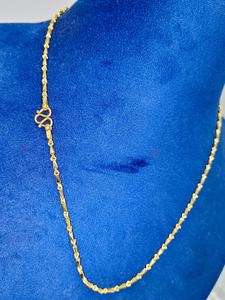 Chaîne à maillons texturés fantaisie en or massif 22 carats poli miroir, véritable or jaune marqué BIS, collier fin unisexe, bijoux raffinés - Product Image 3