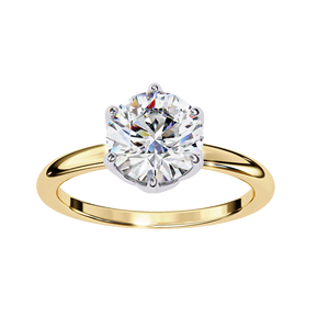 Bague de fiançailles solitaire en or rose 14 carats avec diamant de laboratoire taille ronde - Product Image 1