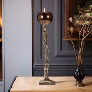 Porte-bougie de 20 pouces de hauteur avec tige géométrique, décoration d'intérieur - Product Image 3