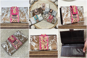 Carteras de mano de cuero genuino de vaca hechas a mano estilo Western 2026 con diseño floral grabado 777 Jackpot, cartera de señora estilo Western de diseñador - Product Image 2