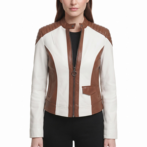 Women's Full Zip Leather <b>Biker</b> <b>Jacket</b> Ladies Stand Collar Leather Motorcycle <b>Jacket</b> Female Side Pockets Leather Moto <b>Jackets</b> - Product Image 1