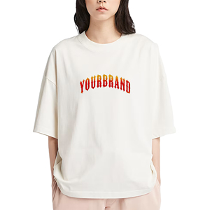 เสื้อยืดผู้หญิงคอกลมแขนตกแต่งลายปัก OEM/ODM ขายดีประจำฤดูร้อน ปักโลโก้ตามสั่ง ผ้าฝ้าย 100% ระบายอากาศได้ดี - Product Image 1