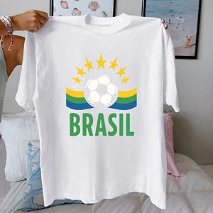 Brésil BRASIL avec thème football pur coton t-shirt femme coupe confort - Product Image 2
