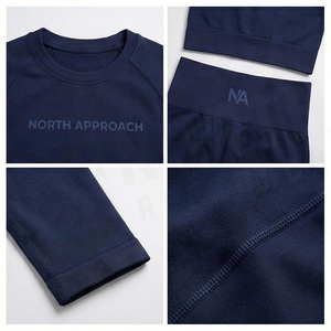 North Approach 2 Piece Yoga Set Full Length High Waist Solid <b>Navy</b> Sweat Wicking Breathable Women's Sportswear - Product Image 4