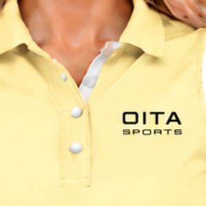 Polo sans manches jaune clair pour femme, coupe ajustée, col à empiècements, pour l'équitation et l'entraînement, personnalisable, vente en gros - Product Image 5