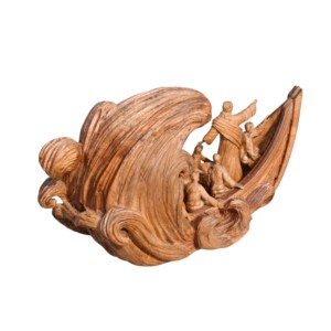 Escultura Artesanal de Jesús y sus Discípulos en Barco, Decoración Religiosa de Madera Hecha a Mano para el Hogar, Artesanía Cristiana con Grabados - Product Image 6