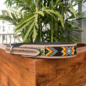 Vente en gros 2024 collier de chien perlé en cuir usiné à la main robuste formation réglable en cuir véritable colliers de chien de haute qualité - Product Image 3