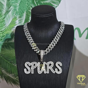 Collier personnalisé avec pendentif Spurs, diamant moissanite, style Cuban Link, bijoux hip hop pour hommes et femmes - Product Image 3